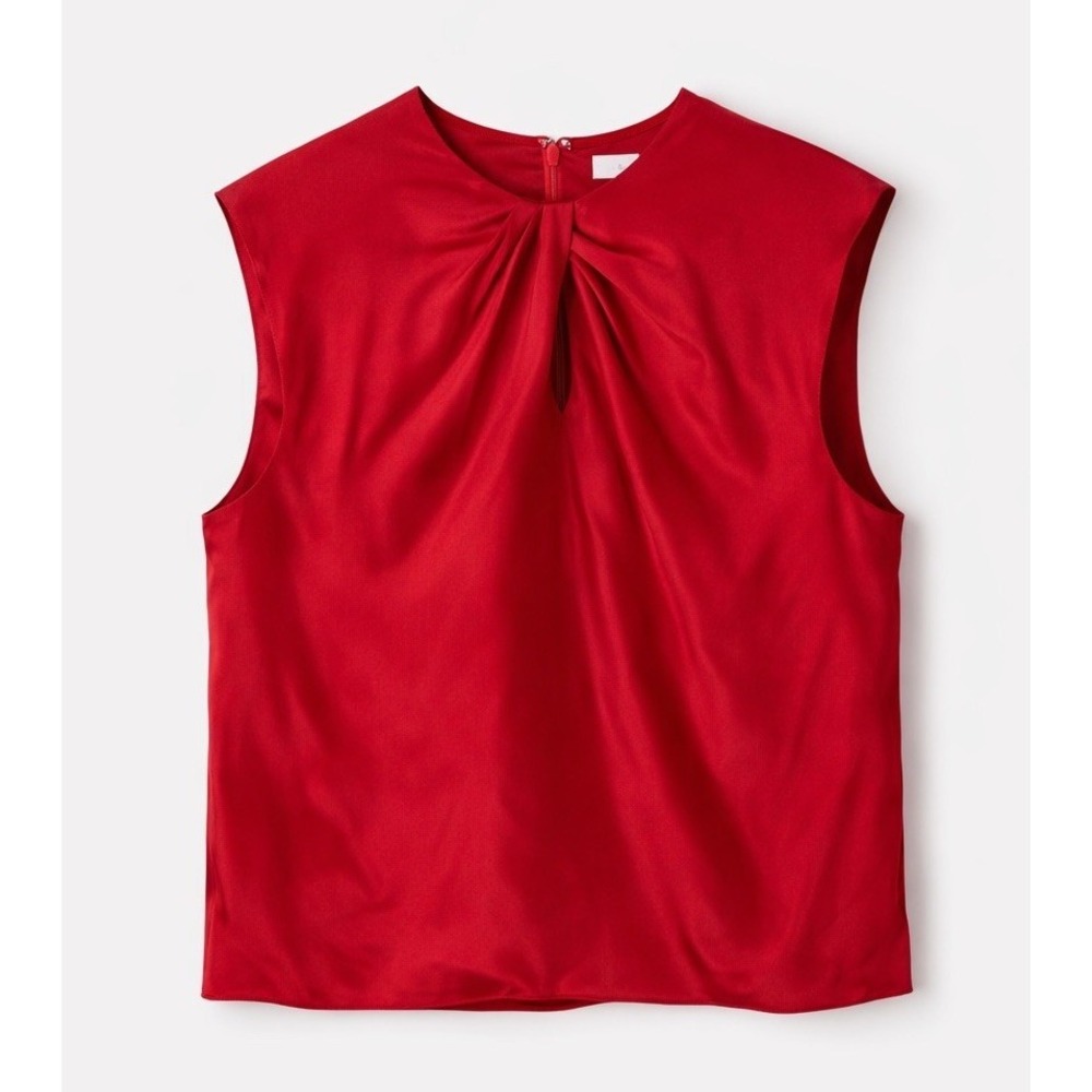 FRAME 100% Silk Twist Neck Keyhole Blouse Red XS NWT $328 Designer Top